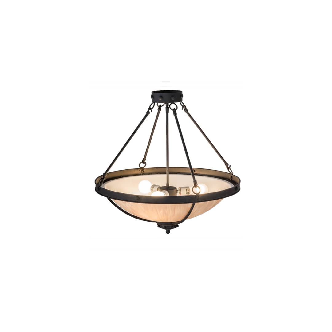 Freya 3 Light 24" Wide Semi-Flush Bowl Ceiling Fixture - Costello Black Finish