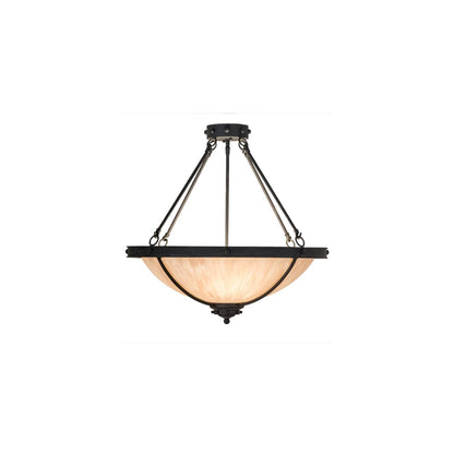 Freya 3 Light 24" Wide Semi-Flush Bowl Ceiling Fixture - Costello Black Finish