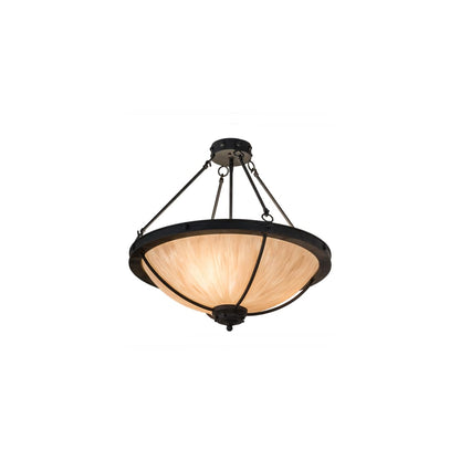 Freya 3 Light 24" Wide Semi-Flush Bowl Ceiling Fixture - Costello Black Finish