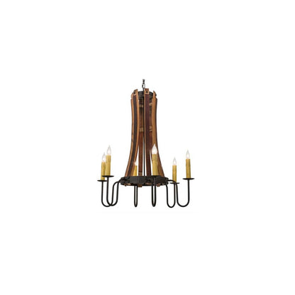 Barrel Stave 6 Light 30" Wide Taper Candle Style Chandelier