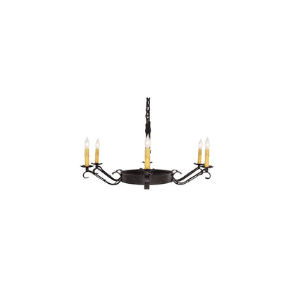 Hand forged 6 Light 29" Wide Taper Candle Style Chandelier