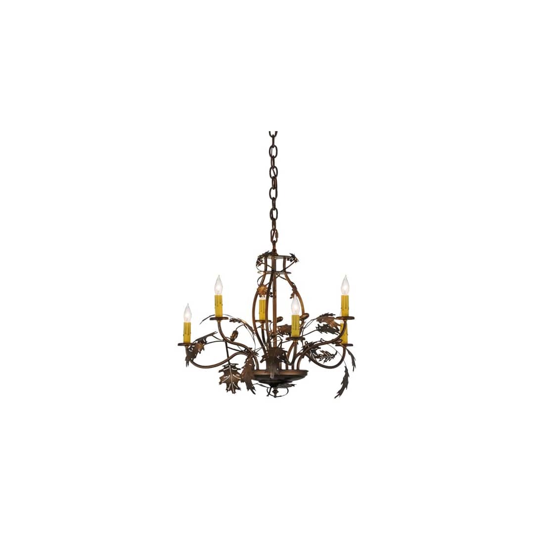 Oak Leaf & Acorn 6 Light 28" Wide Taper Candle Style Chandelier