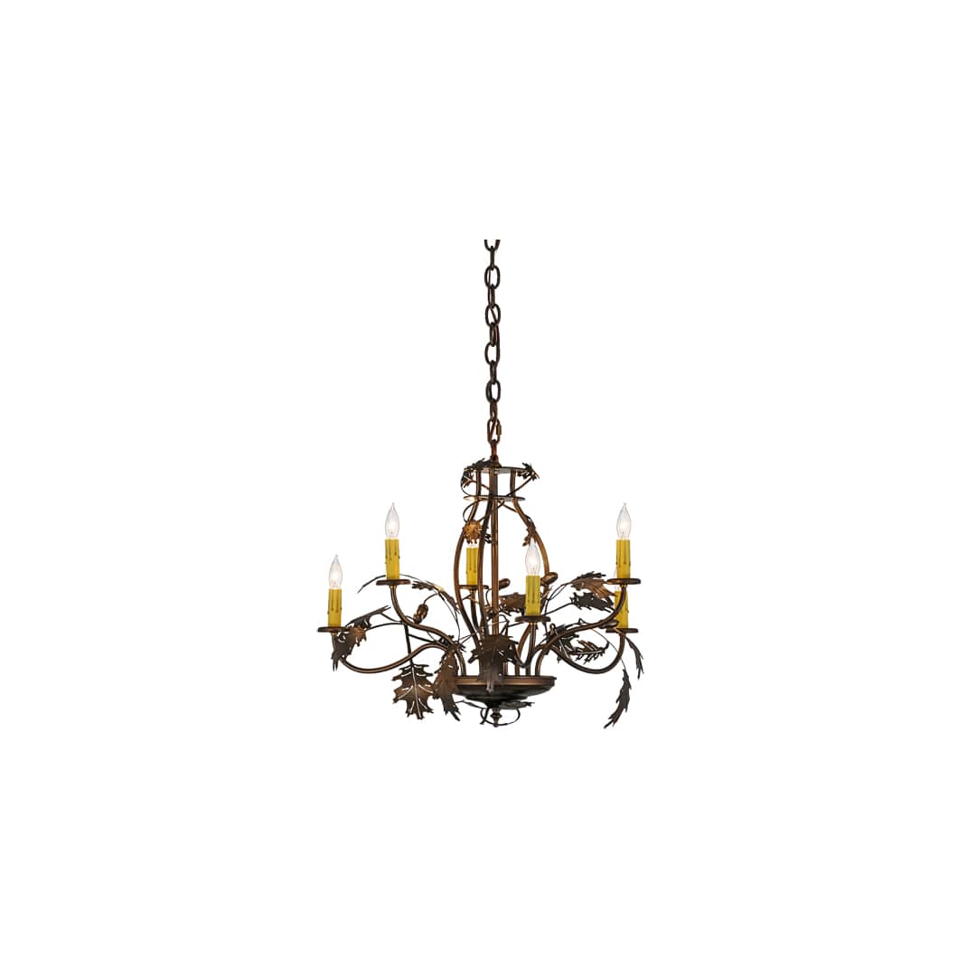 Oak Leaf & Acorn 6 Light 28" Wide Taper Candle Style Chandelier