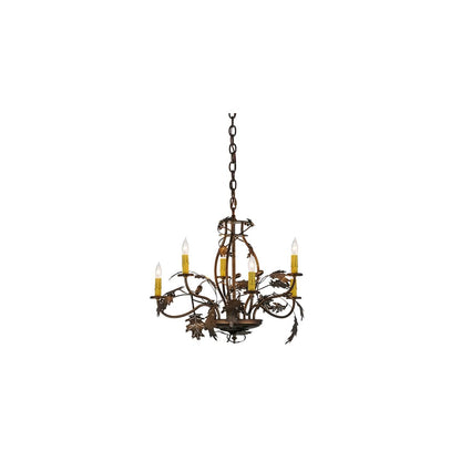 Oak Leaf & Acorn 6 Light 28" Wide Taper Candle Style Chandelier