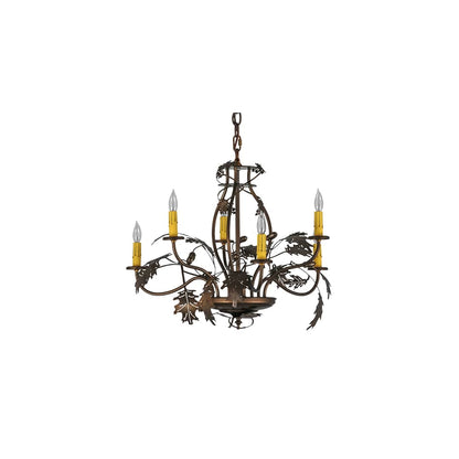 Oak Leaf & Acorn 6 Light 28" Wide Taper Candle Style Chandelier
