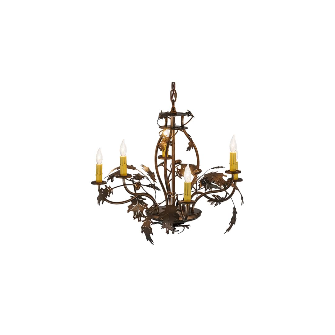 Oak Leaf & Acorn 6 Light 28" Wide Taper Candle Style Chandelier