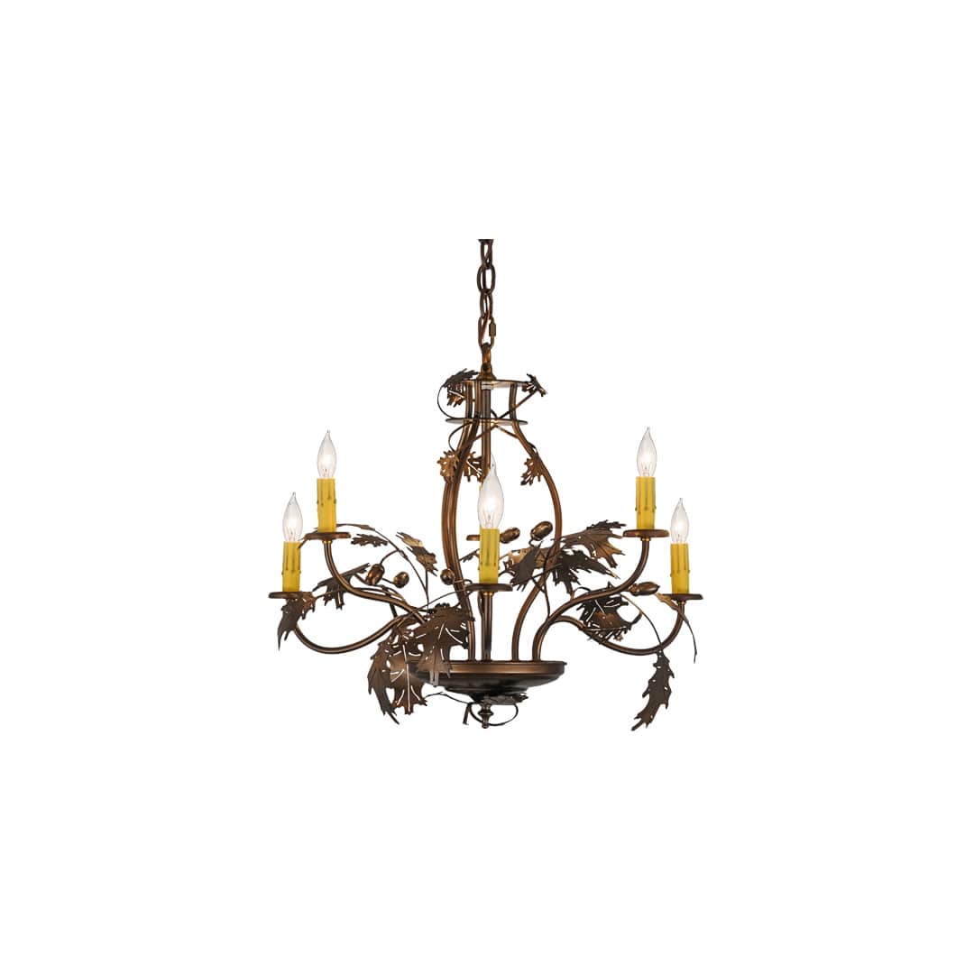 Oak Leaf & Acorn 6 Light 28" Wide Taper Candle Style Chandelier