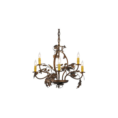 Oak Leaf & Acorn 6 Light 28" Wide Taper Candle Style Chandelier