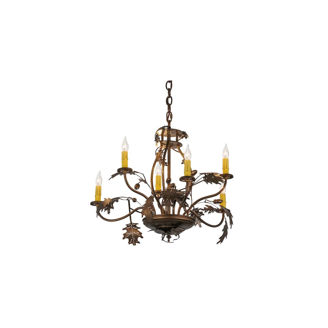 Oak Leaf & Acorn 6 Light 28" Wide Taper Candle Style Chandelier