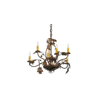 Oak Leaf & Acorn 6 Light 28" Wide Taper Candle Style Chandelier