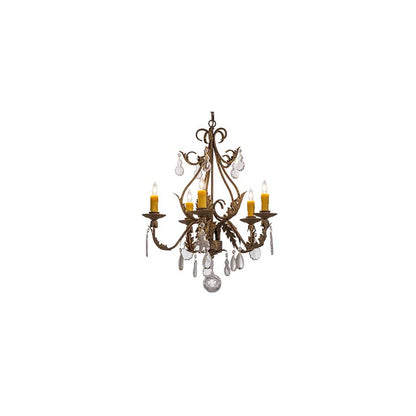 French Elegance 5 Light 25" Wide Crystal Candle Style Chandelier