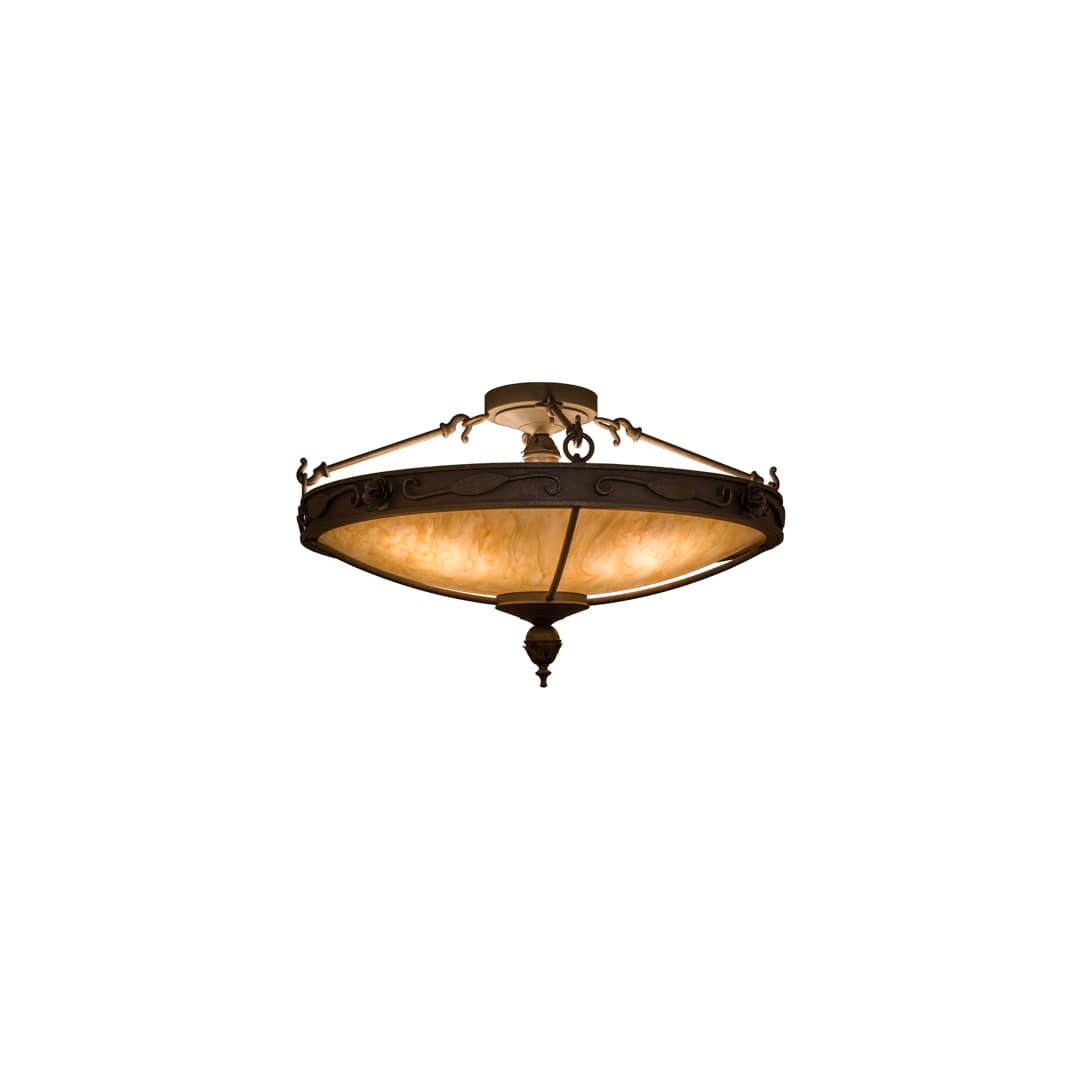 Arabesque 4 Light 28" Wide Semi-Flush Bowl Ceiling Fixture - Gilded Tobacco Finish