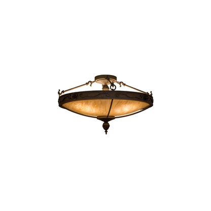 Arabesque 4 Light 28" Wide Semi-Flush Bowl Ceiling Fixture - Gilded Tobacco Finish