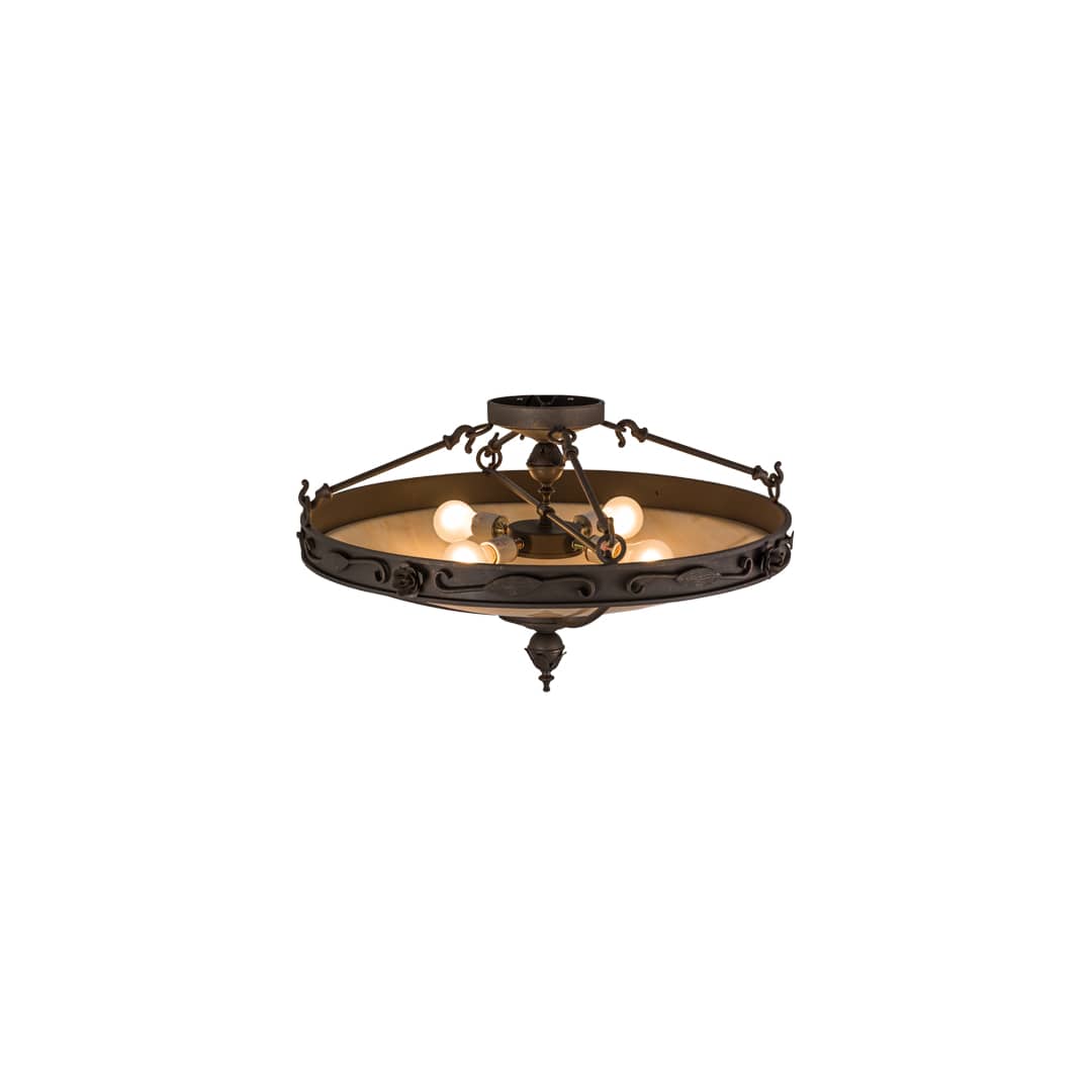 Arabesque 4 Light 28" Wide Semi-Flush Bowl Ceiling Fixture - Gilded Tobacco Finish