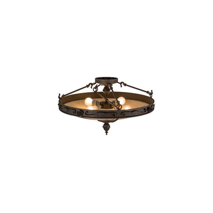 Arabesque 4 Light 28" Wide Semi-Flush Bowl Ceiling Fixture - Gilded Tobacco Finish