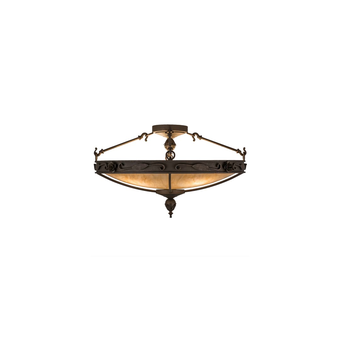 Arabesque 4 Light 28" Wide Semi-Flush Bowl Ceiling Fixture - Gilded Tobacco Finish