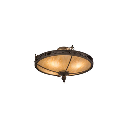 Arabesque 4 Light 28" Wide Semi-Flush Bowl Ceiling Fixture - Gilded Tobacco Finish