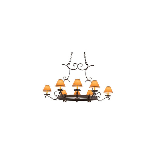 Long Hand forged 8 Light 37" Wide Ring Chandelier