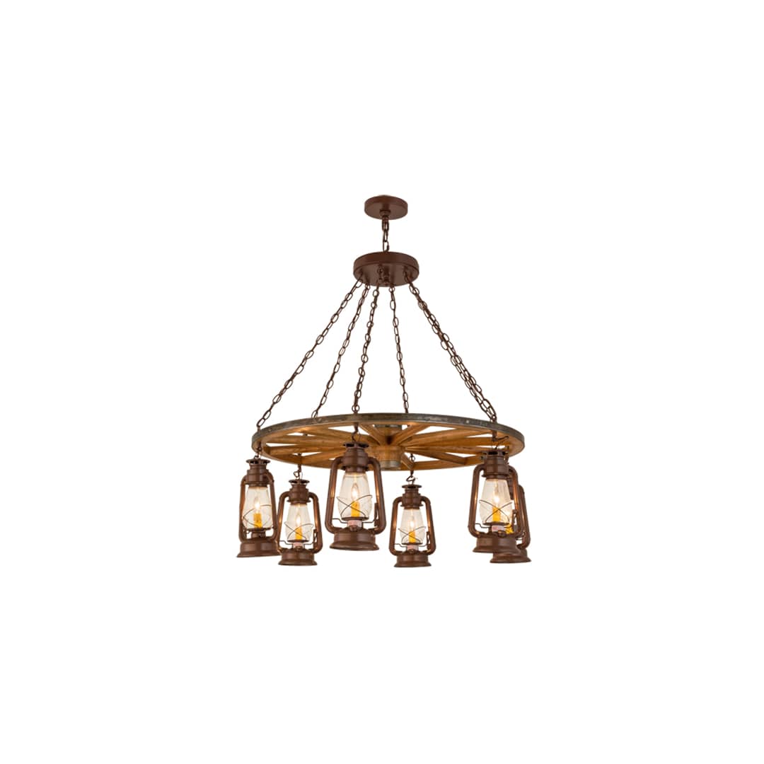 Miners Lantern 6 Light 40" Wide Lantern Chandelier