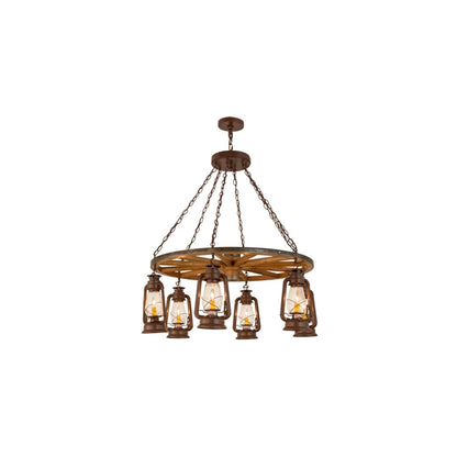 Miners Lantern 6 Light 40" Wide Lantern Chandelier