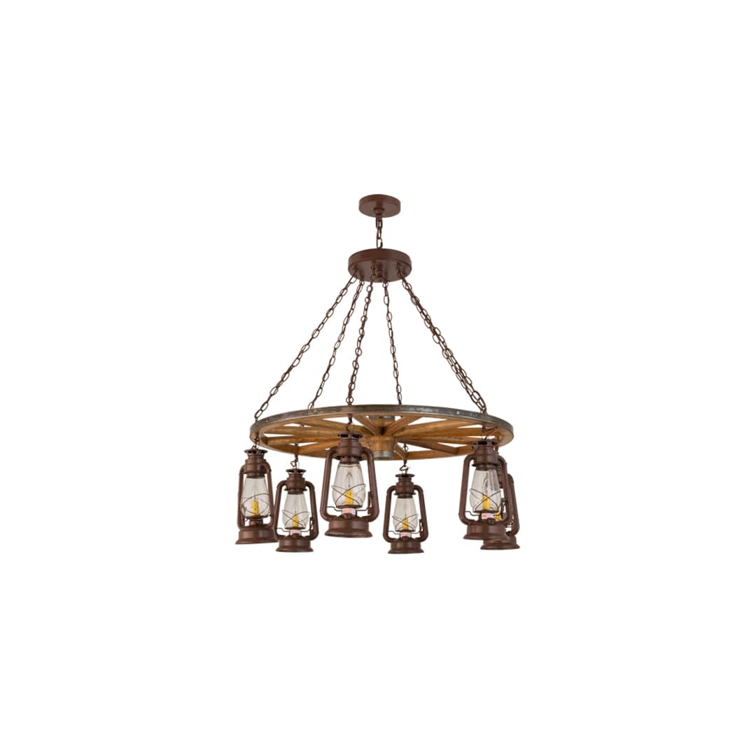 Miners Lantern 6 Light 40" Wide Lantern Chandelier
