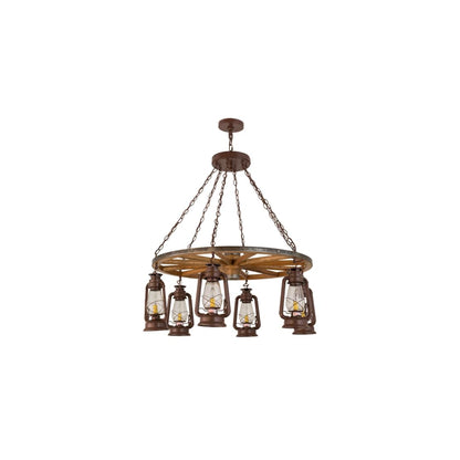Miners Lantern 6 Light 40" Wide Lantern Chandelier
