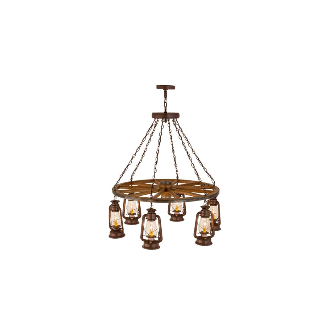 Miners Lantern 6 Light 40" Wide Lantern Chandelier
