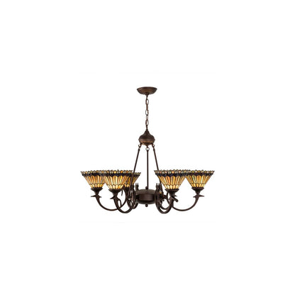 Tiffany Jeweled Peacock 6 Light 34" Wide Chandelier