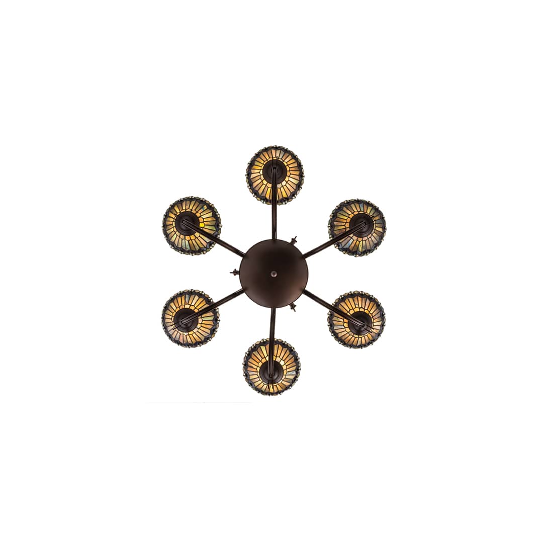 Tiffany Jeweled Peacock 6 Light 34" Wide Chandelier