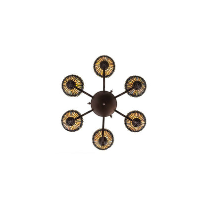 Tiffany Jeweled Peacock 6 Light 34" Wide Chandelier