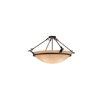 Almeria 4 Light 32" Wide Semi-Flush Bowl Ceiling Fixture with Whitestone Idalight Shade- Timeless Bronze Finish