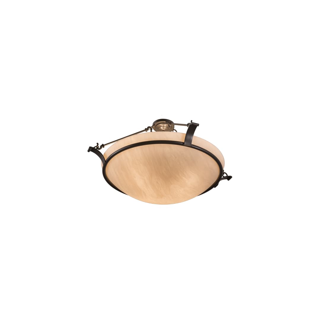 Almeria 4 Light 32" Wide Semi-Flush Bowl Ceiling Fixture with Whitestone Idalight Shade- Timeless Bronze Finish