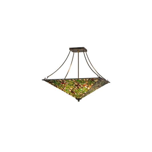 Acorn and Oak Leaf 4 Light 38" Wide Semi-Flush Ceiling Fixture