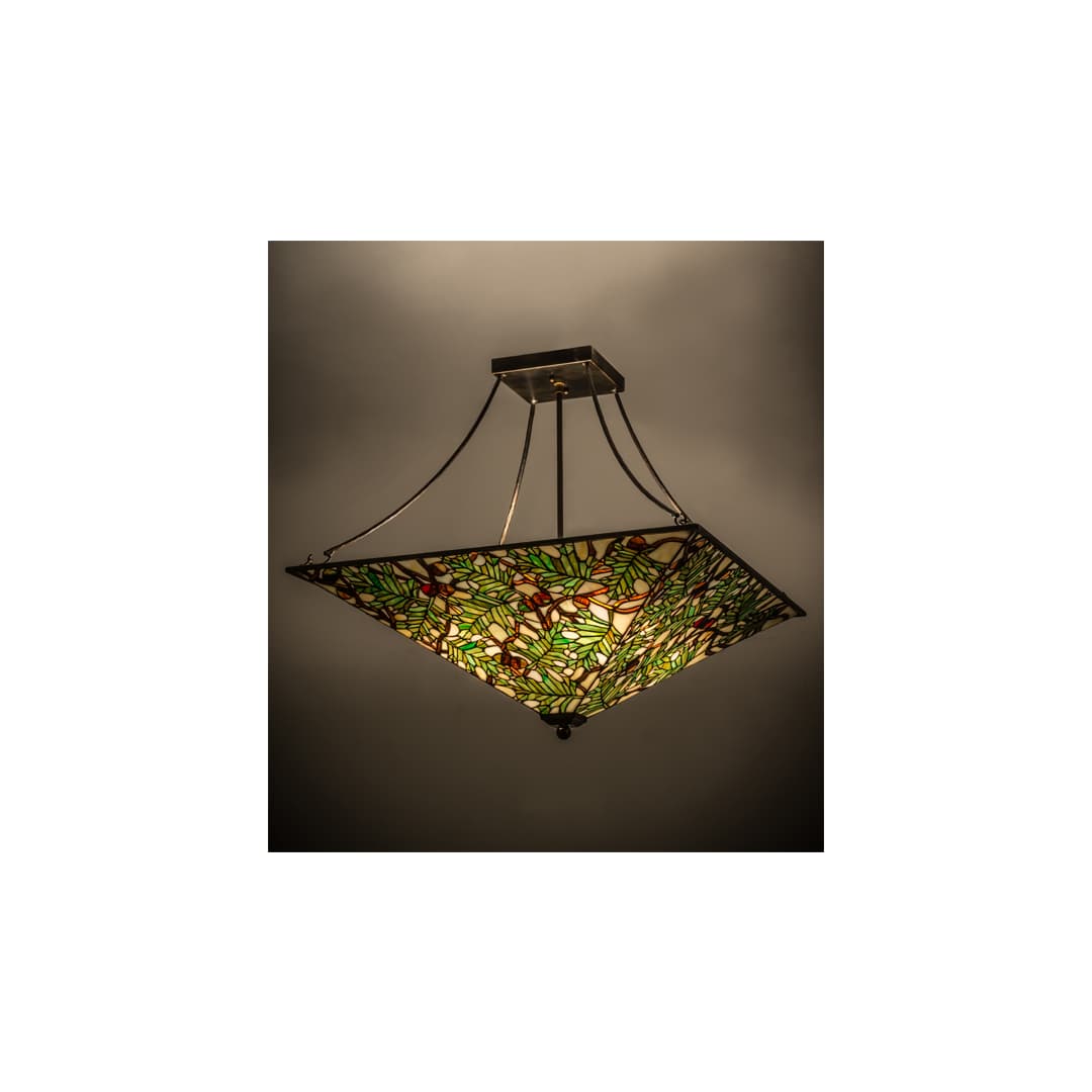 Acorn and Oak Leaf 4 Light 38" Wide Semi-Flush Ceiling Fixture