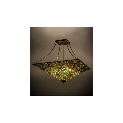Acorn and Oak Leaf 4 Light 38" Wide Semi-Flush Ceiling Fixture