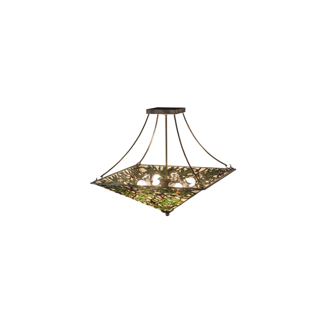 Acorn and Oak Leaf 4 Light 38" Wide Semi-Flush Ceiling Fixture