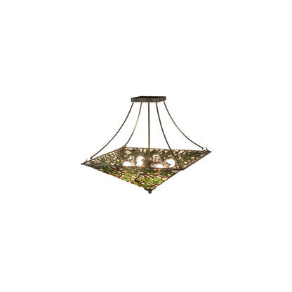 Acorn and Oak Leaf 4 Light 38" Wide Semi-Flush Ceiling Fixture