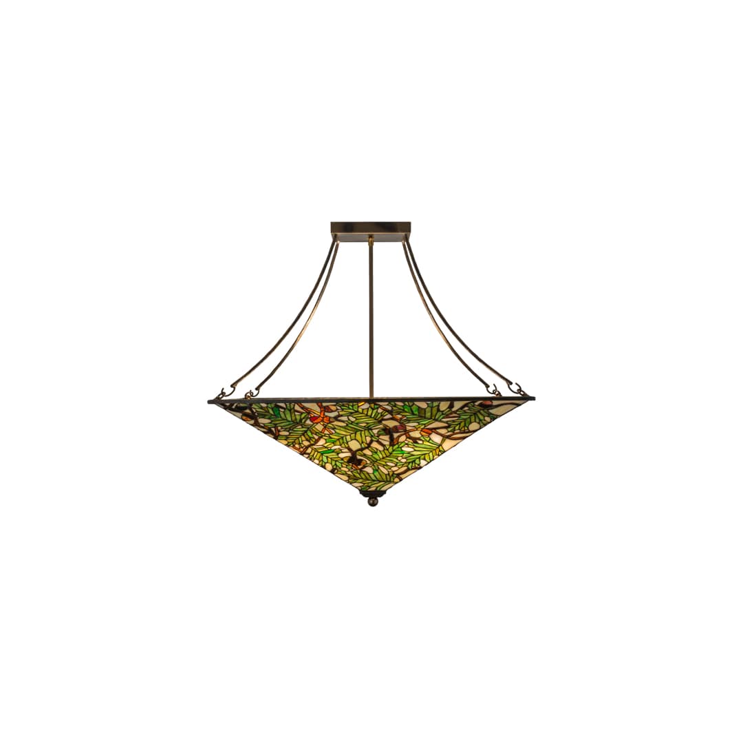 Acorn and Oak Leaf 4 Light 38" Wide Semi-Flush Ceiling Fixture