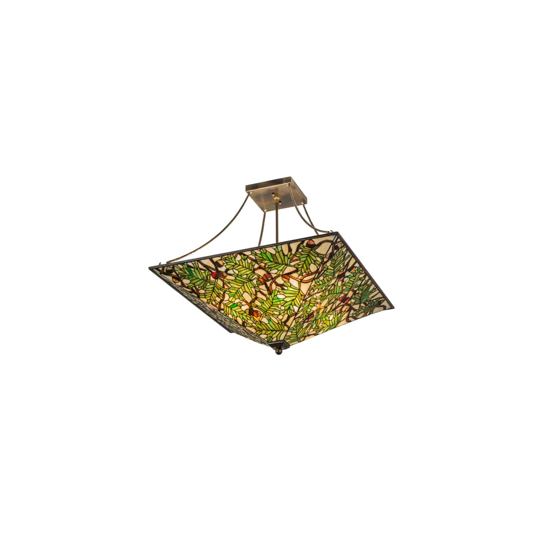 Acorn and Oak Leaf 4 Light 38" Wide Semi-Flush Ceiling Fixture