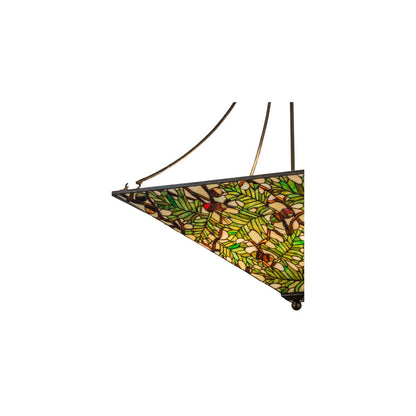 Acorn and Oak Leaf 4 Light 38" Wide Semi-Flush Ceiling Fixture