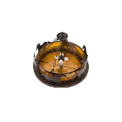 Teepee with Running Horses 4 Light 24" Wide Pendant