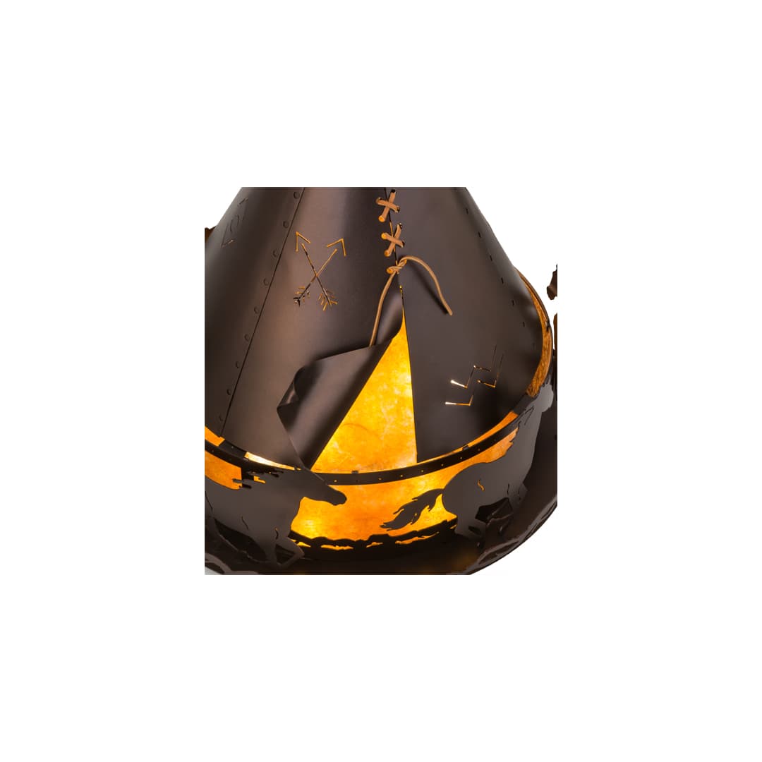 Teepee with Running Horses 4 Light 24" Wide Pendant