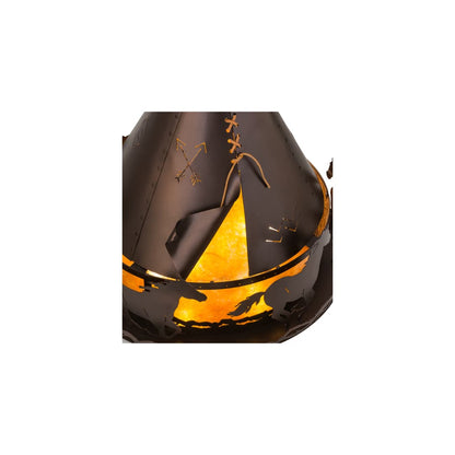 Teepee with Running Horses 4 Light 24" Wide Pendant