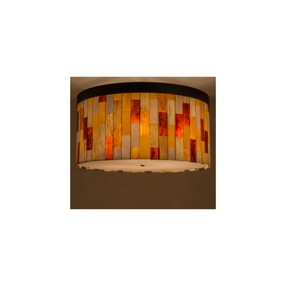 Cilindro Calico 6 Light 28" Tall Flush Mount Drum Ceiling Fixture - Oil Rubbed Bronze Finish