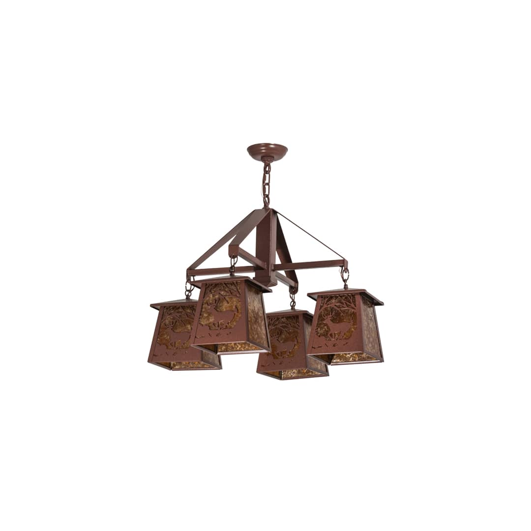 Deer at Dawn 4 Light 28" Wide Chandelier