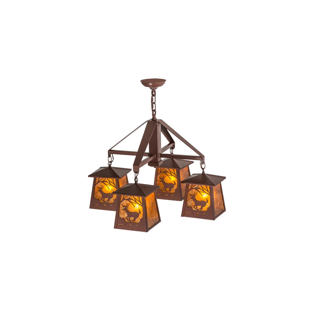 Deer at Dawn 4 Light 28" Wide Chandelier