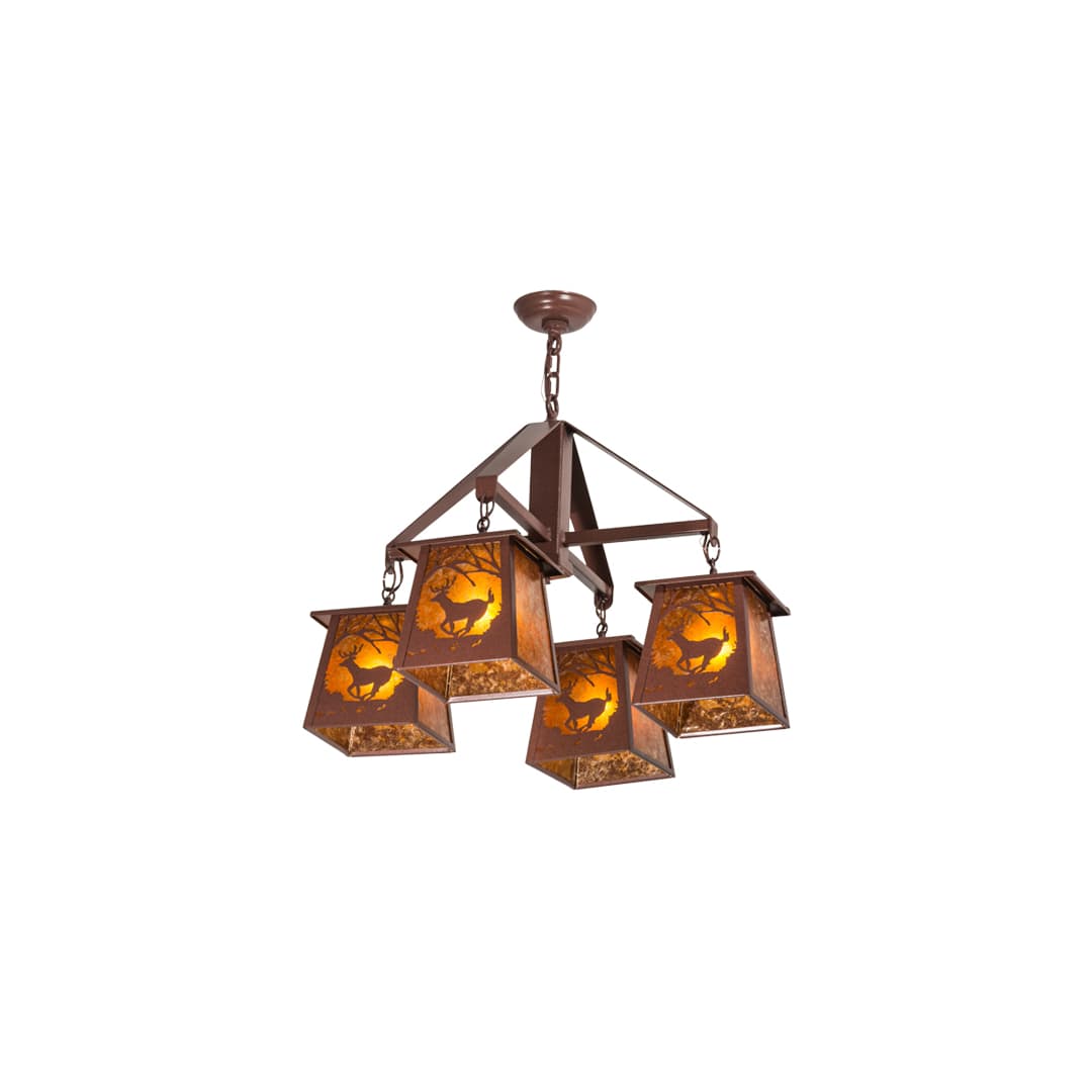 Deer at Dawn 4 Light 28" Wide Chandelier