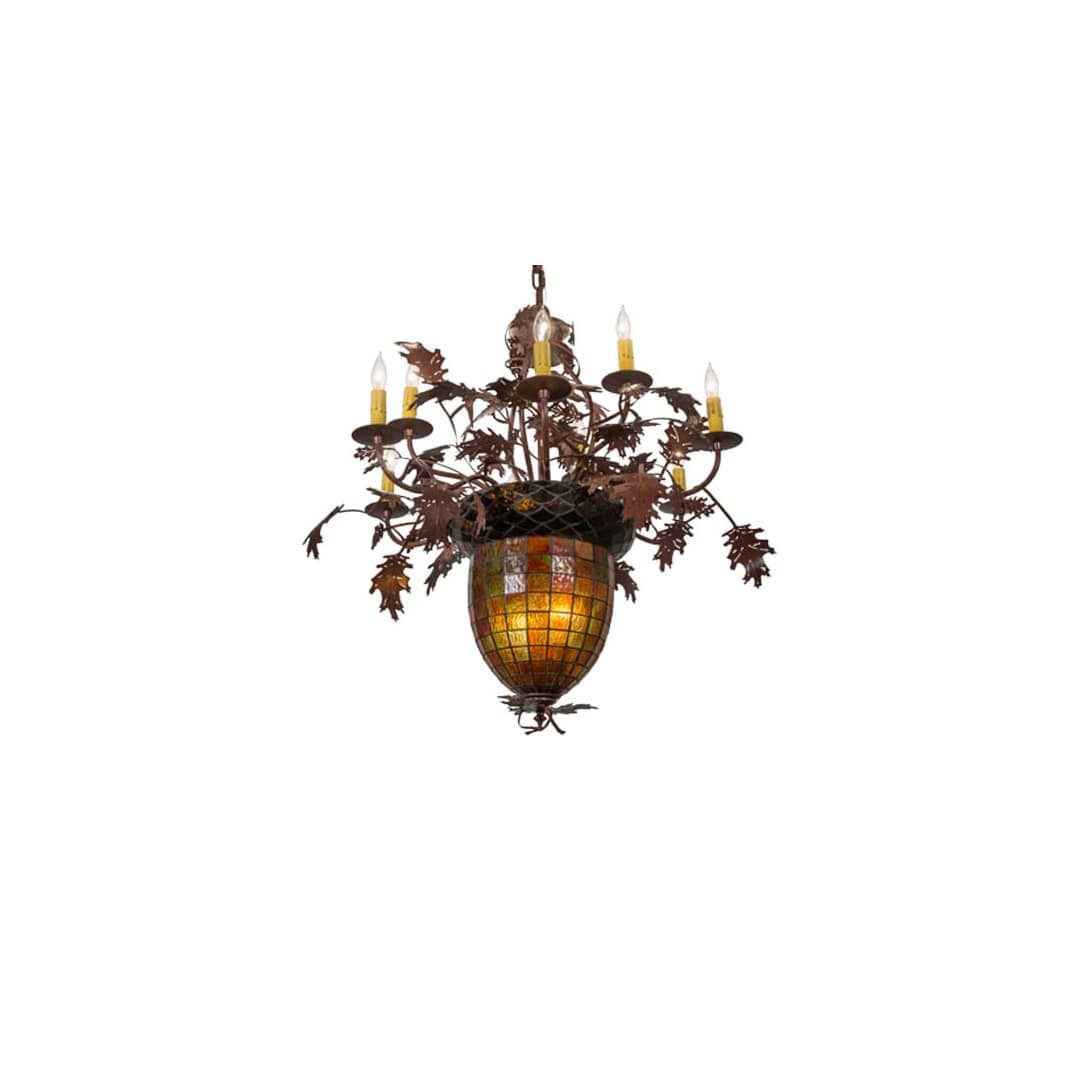 Greenbriar Oak 9 Light 34" Wide Taper Candle Style Chandelier