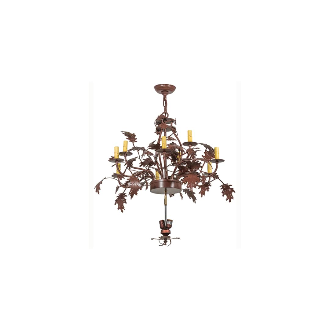 Greenbriar Oak 9 Light 34" Wide Taper Candle Style Chandelier