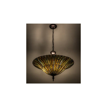 Tiffany Lotus Leaf 3 Light 24" Wide Pendant